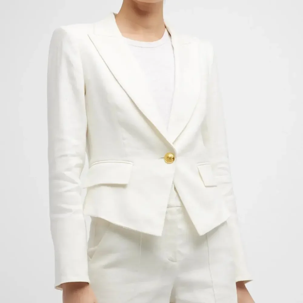 Veronica Beard Hosanna Linen Blend Single-Breasted Blazer Jacket White 12 - Picture 2 of 12